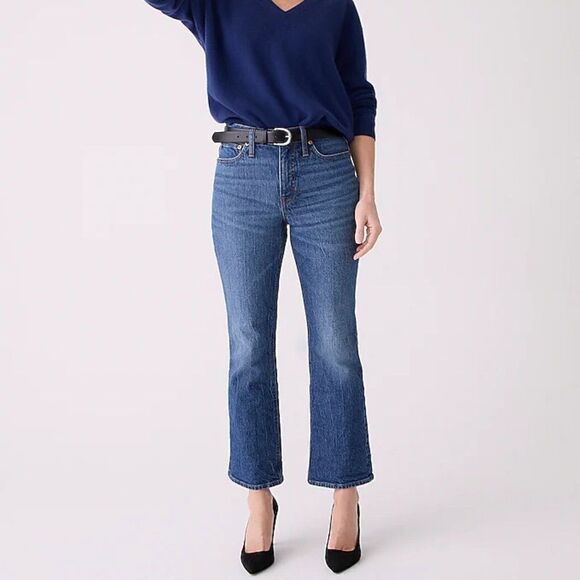 NWT J. Crew 9" Demi Boot Cut Crop Palmyra Hash Denim Jean BP487 Retails $128 - Picture 1 of 13